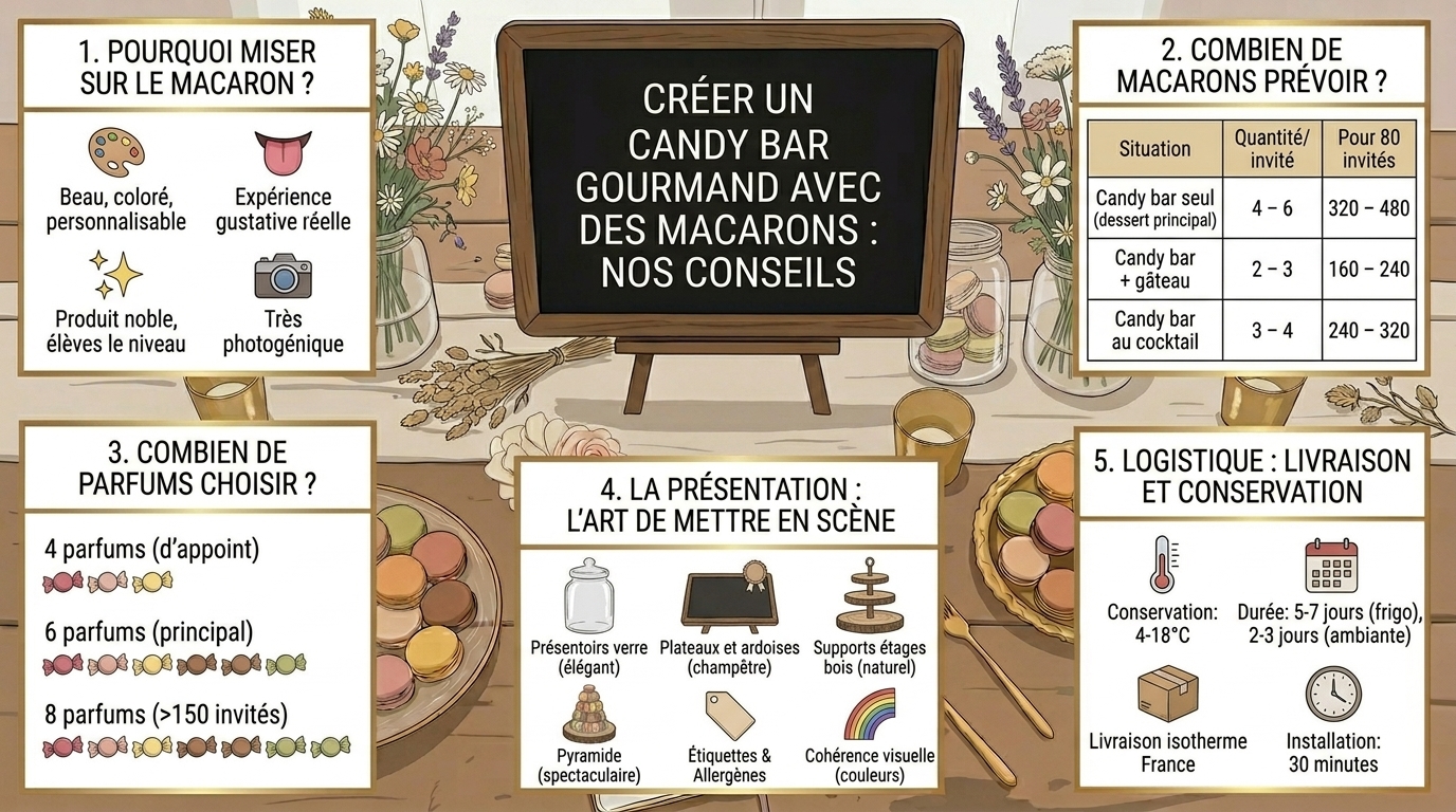 Candy bar macarons mariage