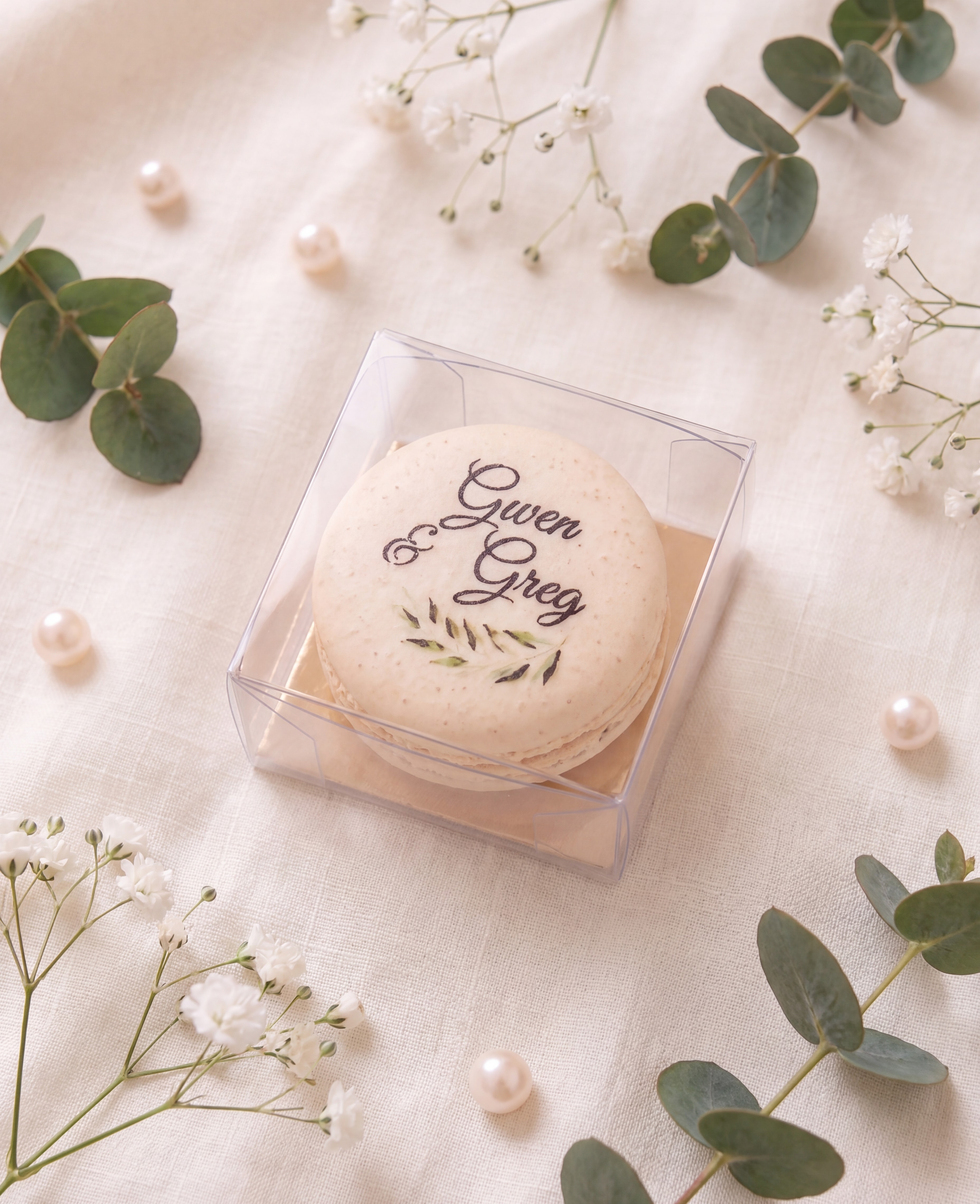 Boîte 1 macaron personnalisé mariage