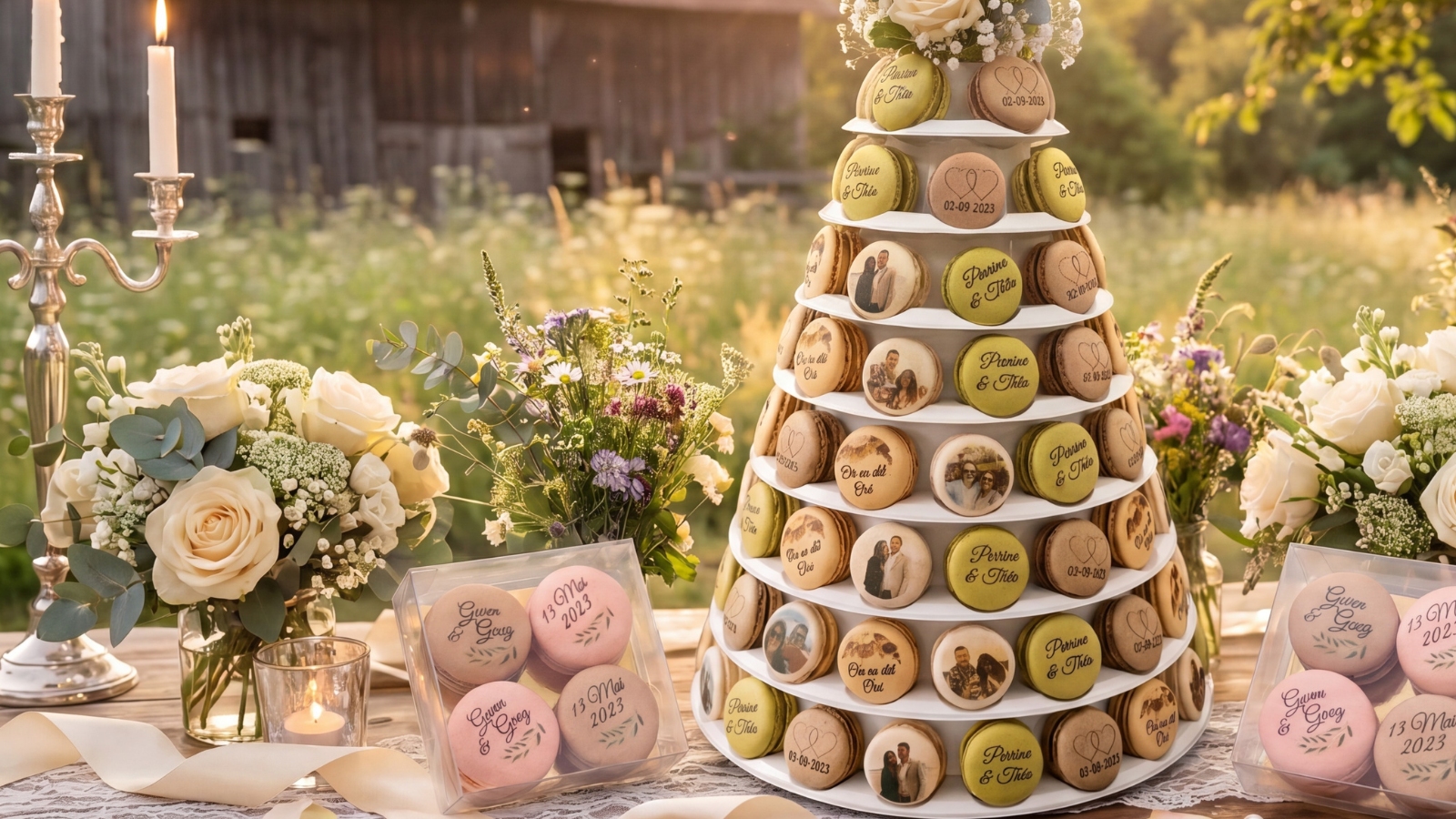 Macarons personnalisés pour mariage — Macaron Mariage, Orange Vaucluse