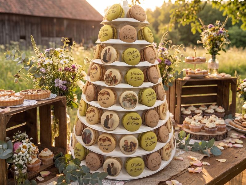 Grande pyramide cône de macarons mariage Vaucluse